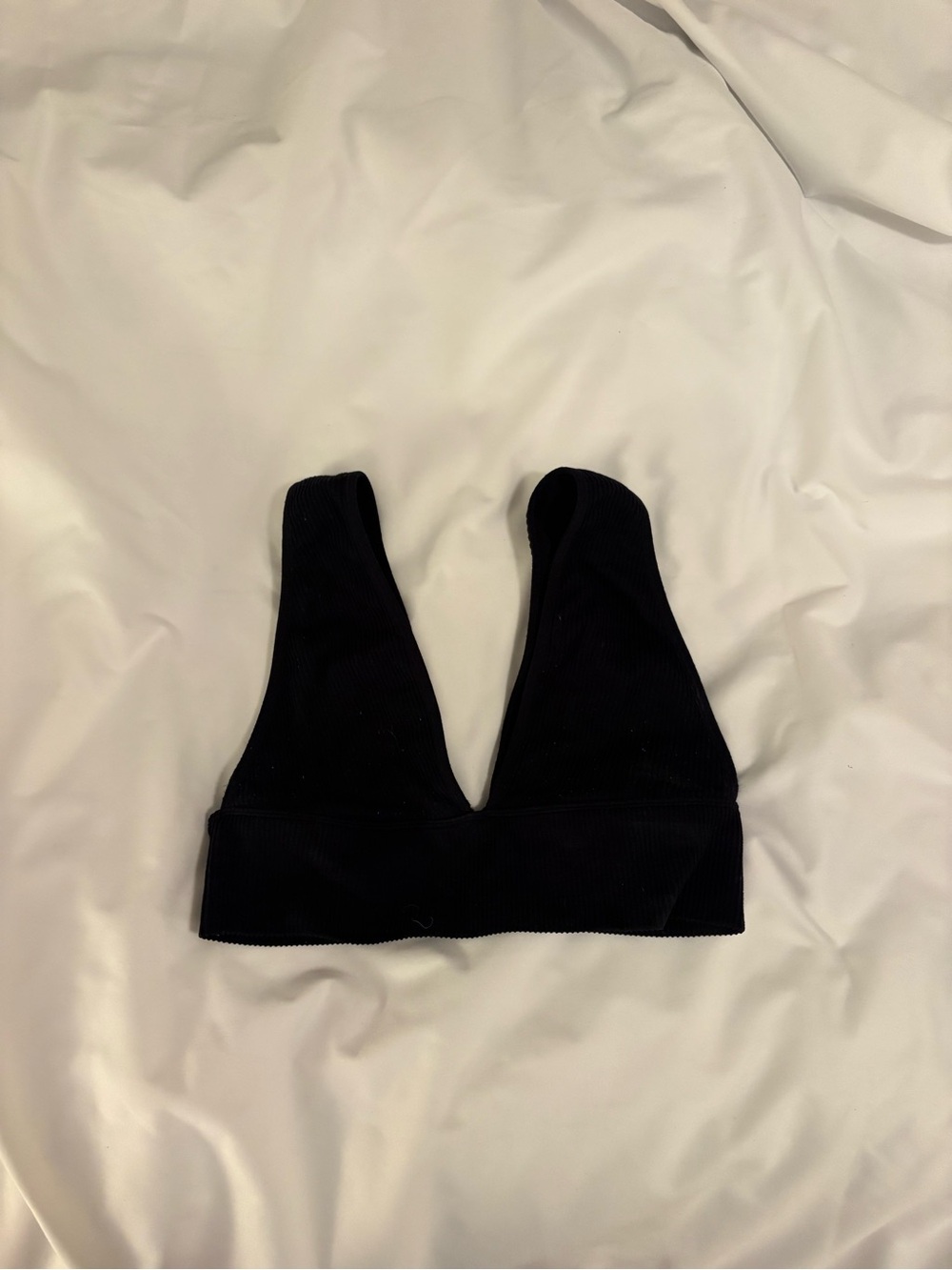 Black Ribbed V-Neck Bralette/Top
